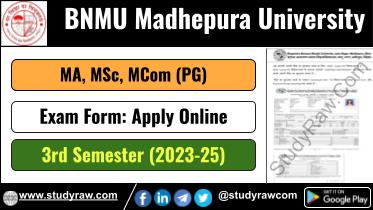 BNMU PG 3rd Sem Exam Form 2024 MA MSc MCom 2023-25