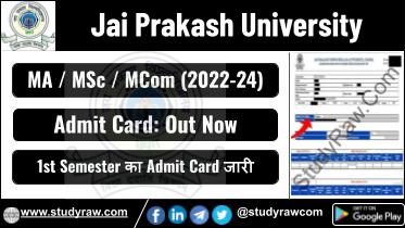 JPU PG 1st Sem Admit Card 2024 MA MSc MCom 2022-24