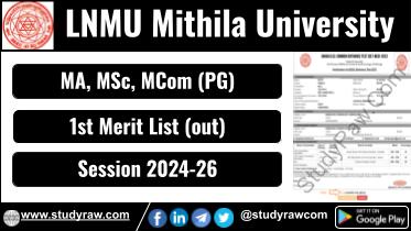 LNMU PG 1st Merit List 2024-26 MA MSc MCom