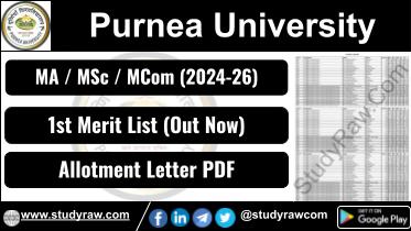 Purnea University PG 1st Merit List 2024-26 MA MSc MCom
