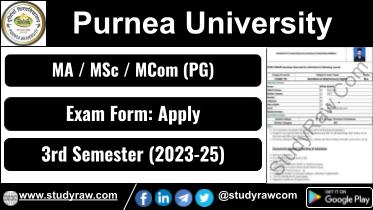 Purnea University PG 3rd Sem Exam Form 2024 MA MSc MCom 2023-25