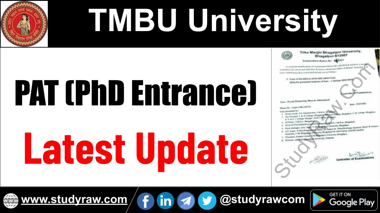 TMBU PAT PhD Admission Test Latest Update