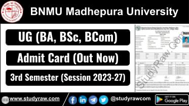 BNMU 3rd Sem Admit Card 2023-27 BA BSc BCom