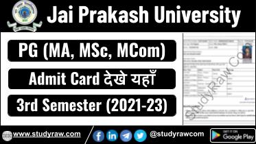 JP University PG 3rd Sem Admit Card 2021-23 MA MSc MCom