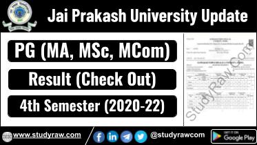 JP University PG 4th Sem Result 2025 MA MSc MCom 2020-22