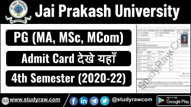 JPU PG 4th Sem Admit Card 2025 MA MSc MCom