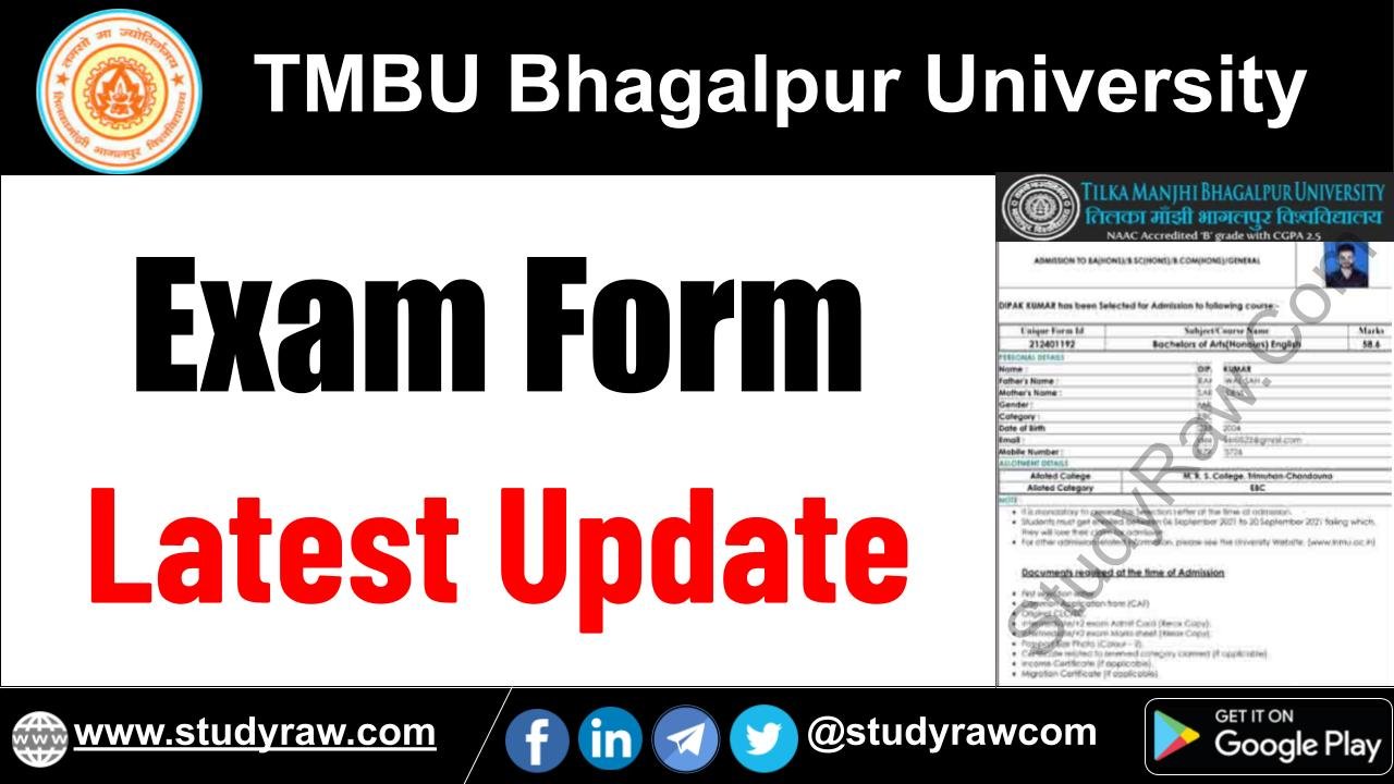 TMBU Exam Form BA BSc BCom MA MSc MCom PhD Update