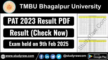 TMBU PAT 2023 Result 2025 PhD Admission 2025 Bhagalpur University