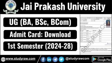 JPU Graduation 1st Sem Admit Card 2025 BA BSc BCom 2024-28