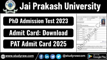 JPU PAT 2023 Admit Card 2025 PhD Admission Test 2023 Admit Card
