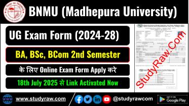 BNMU 2nd Sem Exam Form 2025 BA BSc BCom 2024-28 Exam Form 2025 Apply