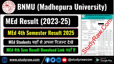 BNMU MEd 4th Sem Result 2023-25 Bhupendra Narayan Mandal University