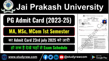 JPU PG 1st Sem Admit Card 2025 MA MSc MCom 2023-25