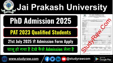 JPU PhD Admission 2025 by PAT 2023 Qualified PhD Admission Test