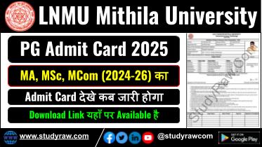 LNMU PG 2nd Sem Admit Card 2025 MA MSc MCom 2024-26