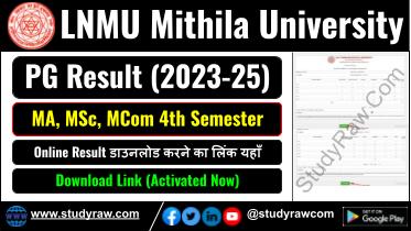 LNMU PG 4th Sem Result 2025 MA MSc MCom 2023-25