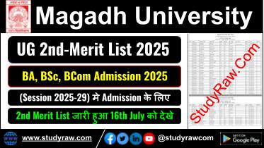 Magadh University 2nd Merit List 2025-29 BA BSc BCom Admission 2025
