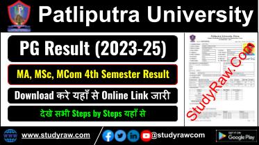 PPU PG 4th Sem Result 2025 MA MSc MCom 2023-25 Patliputra University