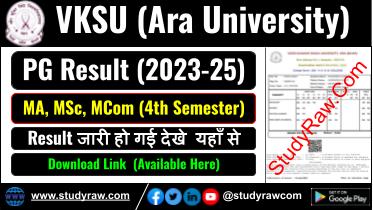 VKSU PG 4th Sem Result 2025 MA MSc MCom 2023-25 Veer Kunwar Singh University