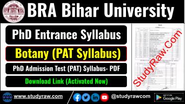 BRABU PhD Entrance Botany Syllabus PAT Syllabus