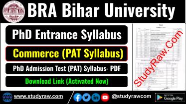 BRABU PhD Entrance Commerce Syllabus PAT Syllabus
