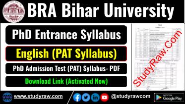 BRABU PhD Entrance English Syllabus PAT Syllabus