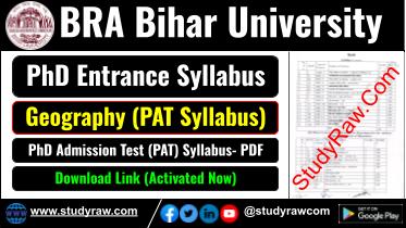 BRABU PhD Entrance Geography Syllabus PAT Syllabus