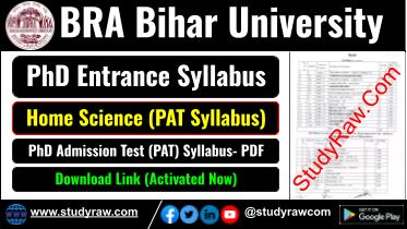 BRABU PhD Entrance Home Science Syllabus PAT Syllabus