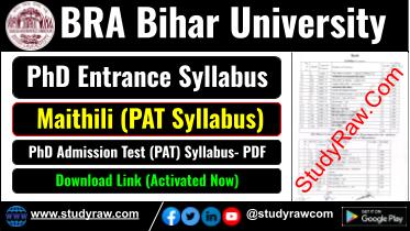 BRABU PhD Entrance Maithili Syllabus PAT Syllabus