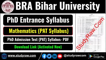 BRABU PhD Entrance Mathematics Syllabus PAT Syllabus