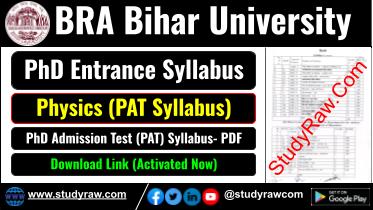 BRABU PhD Entrance Physics Syllabus PAT Syllabus