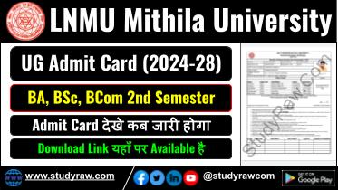 LNMU BA BSc BCom 2nd Sem Admit Card 2024-28 Mithila University