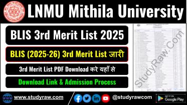 LNMU BLIS 3rd Merit List 2025 BLIS Admission 2025-26