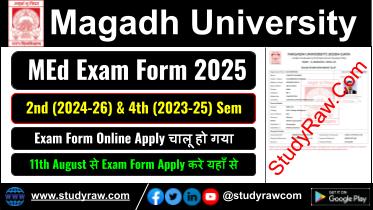 Magadh University MEd Sem 2 4 Exam Form 2025 Apply Online