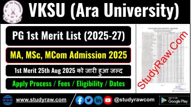 VKSU PG 1st Merit List 2025-27 MA MSc MCom Admission 2025