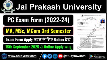 JPU PG 3rd Sem Exam Form 2025 MA MSc MCom 2022-24 Jai Prakash University