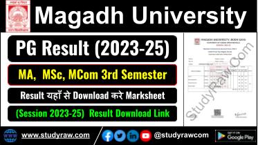 Magadh University MA MSc MCom 3rd Sem Result 2025