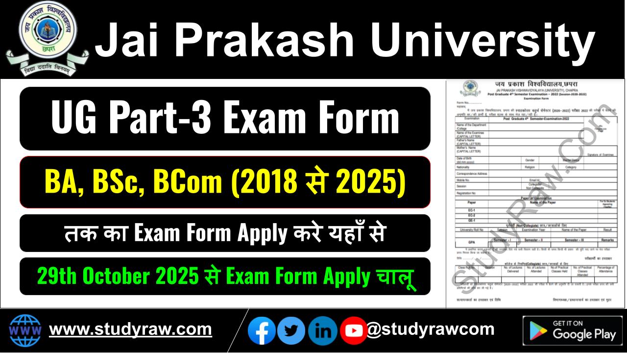 Jai Prakash University BA BSc BCom Part 3 Exam Form 2025