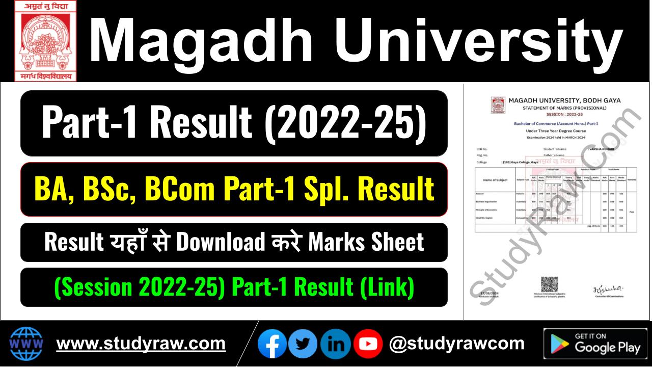 Magadh University Part-1 Special Result 2025 Session 2022-25
