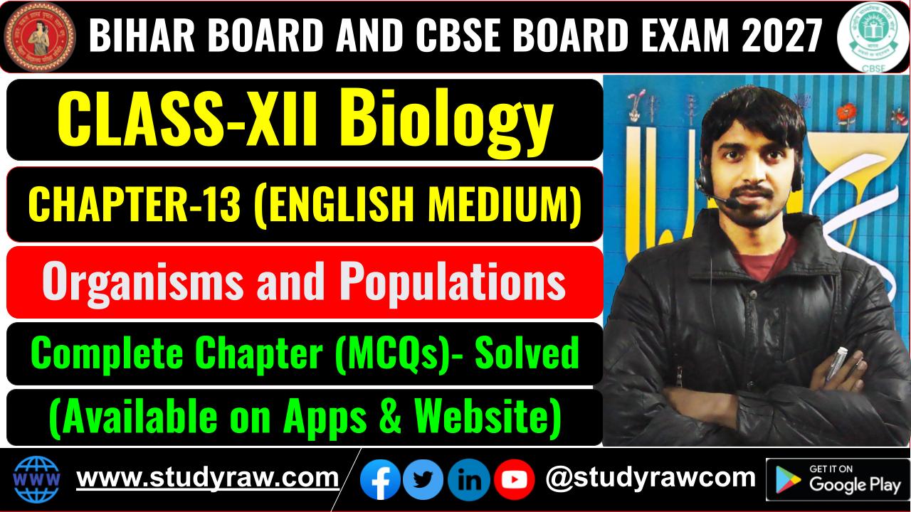 Class-12 Biology Ch-13 Organisms and Populations MCQs Exam 2027
