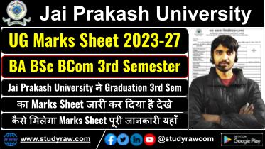 JP University BA BSc BCom 3rd Sem Marksheet 2023-27 Released