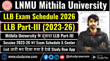 LNMU LLB Part 3 Exam Schedule 2026 Session 2023-26 Mithila University