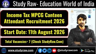 Income Tax MPCG Canteen Attendant Recruitment 2026 Apply Online